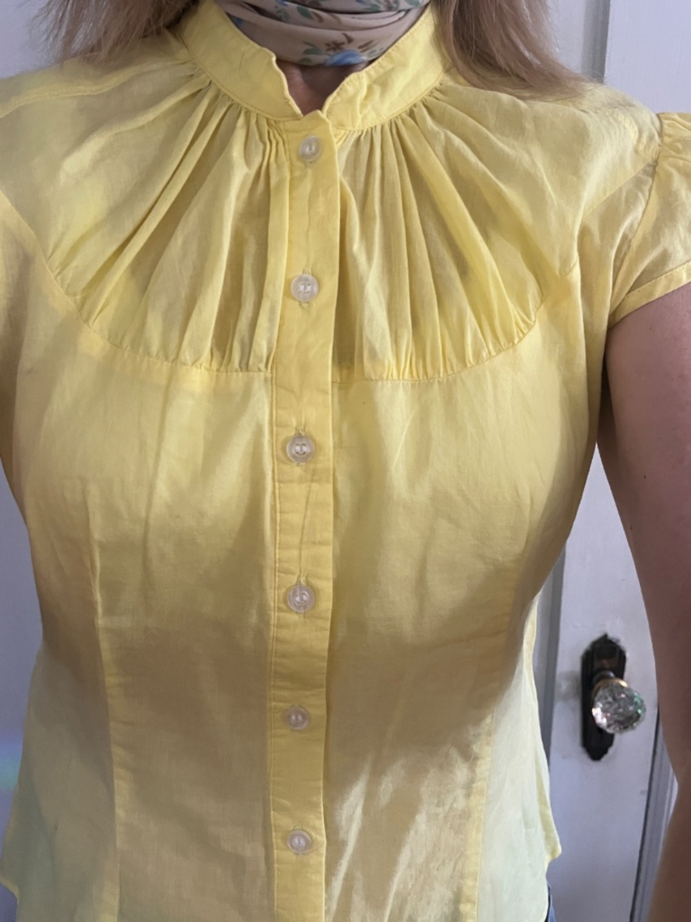 Y2K Rouched Romy Cap Sleeve Yellow Top - Medium - Picture 10 of 10